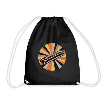 Harmonica Playing Gift - Drawstring Bag - black - Front
