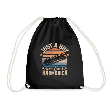 Harmonica Playing Gift - Drawstring Bag - black - Front
