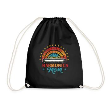Mundharmonika Spielen Geschenk - Turnbeutel - Schwarz - Vorne