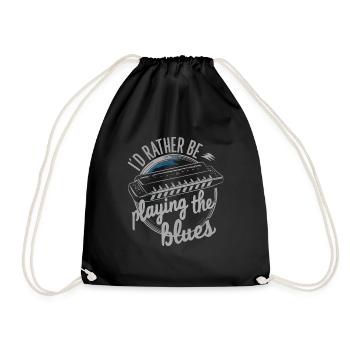 Harmonica Playing Gift - Drawstring Bag - black - Front