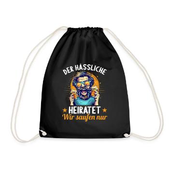 the ugly man marries bachelor party - Drawstring Bag - black - Front