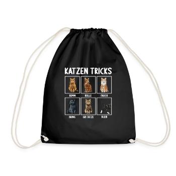 Katze Katzen Tricks lustiges Katzen - Turnbeutel - Schwarz - Vorne
