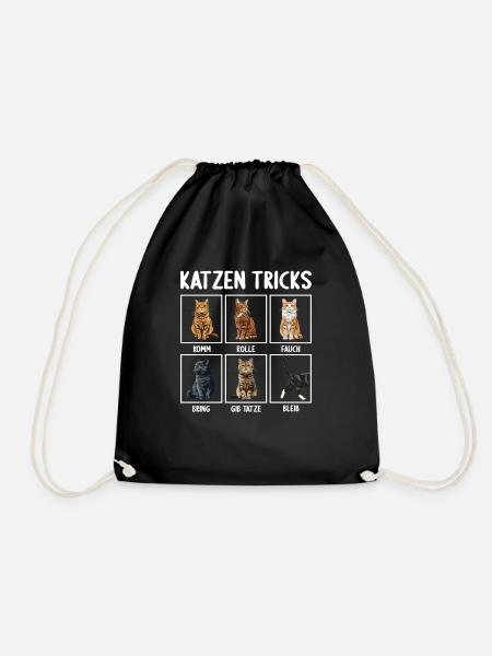 Cat Cats Tricks Funny Cats - Drawstring Bag - black