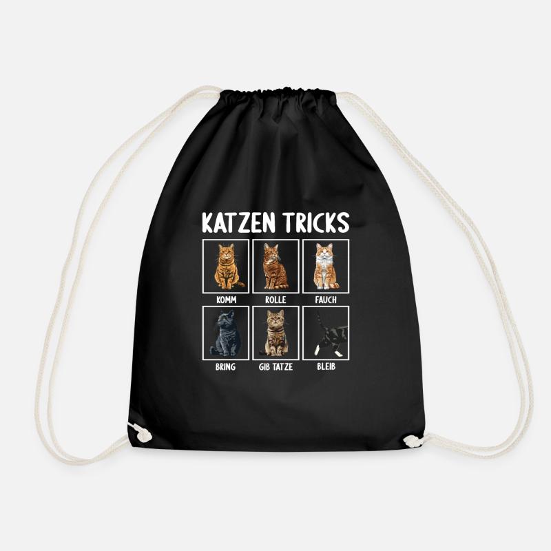 Cat Cats Tricks Funny Cats - Drawstring Bag - black