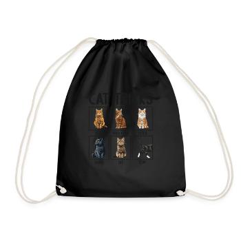 Katze Katzen Tricks lustiges Katzen - Turnbeutel - Schwarz - Vorne