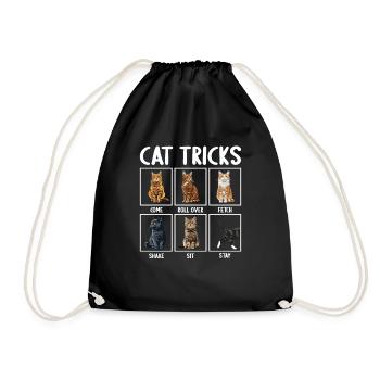 Katze Katzen Tricks lustiges Katzen - Turnbeutel - Schwarz - Vorne