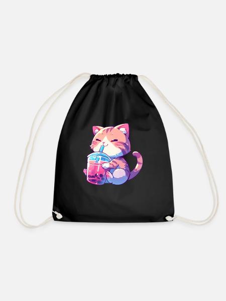 Hund der Bubble Tee trinkt Boba and Dogs Anime - Turnbeutel - Schwarz