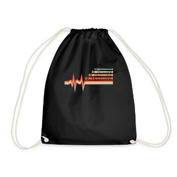 Flutist, Flute, ECG, Heartbeat - Drawstring Bag - black - Front