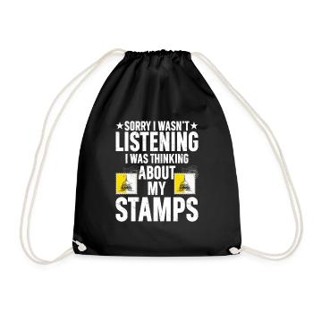 Distracted by Stamps: A Collector's Mindset - Drawstring Bag - black - Front