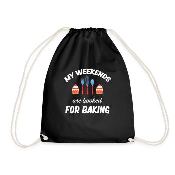 My weekends are dedicated to baking - Drawstring Bag - black - Front