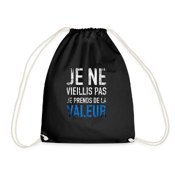 Je ne vieillis pas je prends de la valeur - Sac de sport léger - noir - Devant
