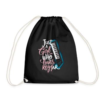 Keytar Keyboard Gift - Drawstring Bag - black - Front