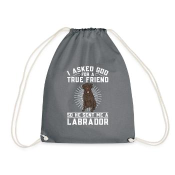 Schoko Brauner Labrador Retriever Hund - Turnbeutel - Grau - Vorne
