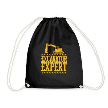 Excavator Expert Heavy Equipment Operator - Drawstring Bag - black - Front