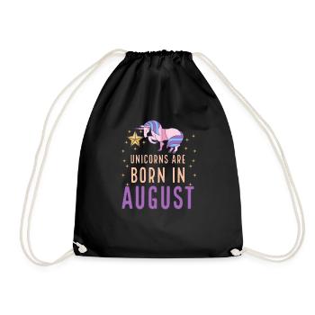 Unicorns Are Born In August Birth Month Birthday - Drawstring Bag - black - Front