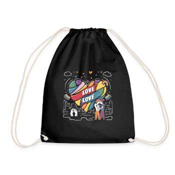 Pride Month - Love is Love - LGBTQ+ Community - Drawstring Bag - black - Front
