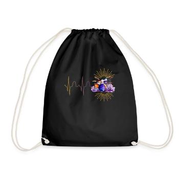 Drums Drummer Man Woman Heartbeat - Drawstring Bag - black - Front