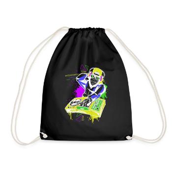 DJ Monkey Music Party Fun Sunglasses Monkey Headph - Drawstring Bag - black - Front