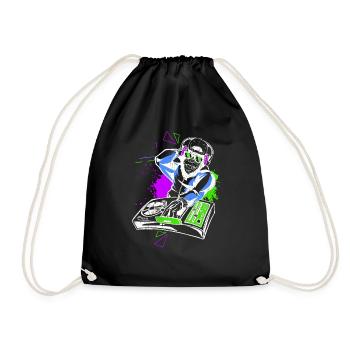 DJ Monkey Music Party Fun Sunglasses Dance Party M - Drawstring Bag - black - Front