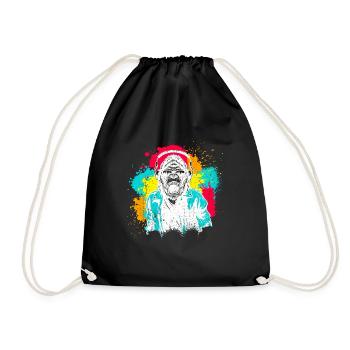 DJ Monkey Music Party Fun Sunglasses Monkey Headph - Drawstring Bag - black - Front