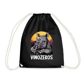 Vinozeros Weinkenner Weintrinker Weinliebhaber - Turnbeutel - Schwarz - Vorne