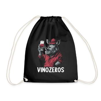 Vinozeros Weinkenner Weintrinker Weinliebhaber - Turnbeutel - Schwarz - Vorne