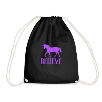 Believe Magical Funny Pink Girl Licorne imprimée - Sac de sport léger - noir - Devant