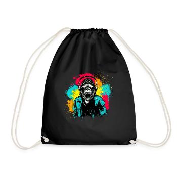 DJ Monkey Music Party Fun Sunglasses Dance Party M - Drawstring Bag - black - Front