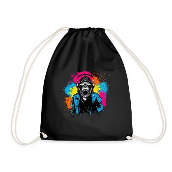 DJ Monkey Music Party Fun Sunglasses Dance Party M - Drawstring Bag - black - Front