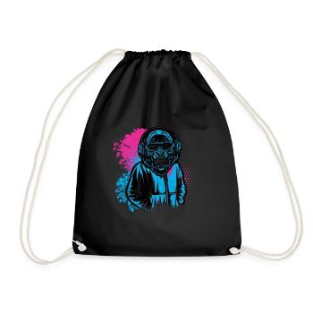 DJ Monkey Music Party Fun Sunglasses Fun Dancing C - Drawstring Bag - black - Front