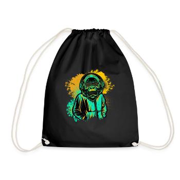 DJ Monkey Music Party Fun Sunglasses Dance Party M - Drawstring Bag - black - Front