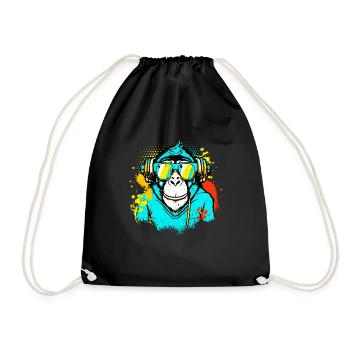 DJ Monkey Music Party Fun Sunglasses Monkey Headph - Turnbeutel - Schwarz - Vorne