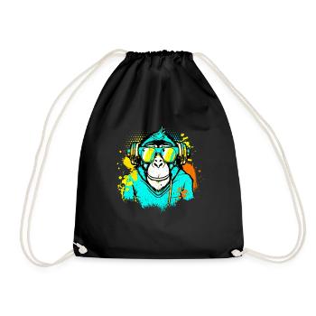 DJ Monkey Music Party Fun Sunglasses Dance Party M - Drawstring Bag - black - Front