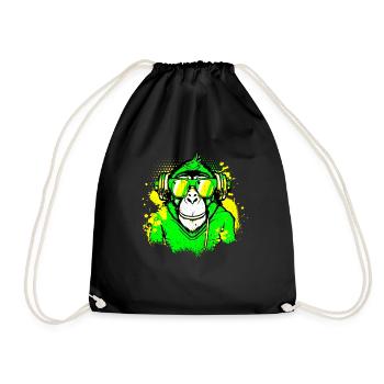 DJ Monkey Music Party Fun Sunglasses Dance Party M - Drawstring Bag - black - Front
