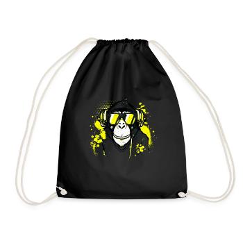 DJ Monkey Music Party Fun Sunglasses Fun Dancing C - Drawstring Bag - black - Front