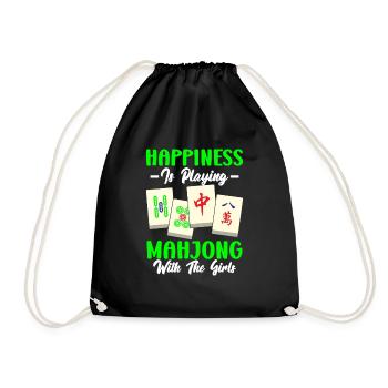 Mahjong Mah Jong Chinesisches Spiel Mah Jongg - Turnbeutel - Schwarz - Vorne