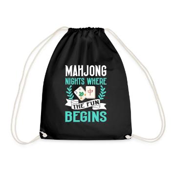 Mahjong Mah Jong Chinesisches Spiel Mah Jongg - Turnbeutel - Schwarz - Vorne