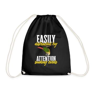 Molina Parakeet Parrot Bird Parakeet - Drawstring Bag - black - Front