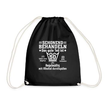50th Birthday Funny Saying Gift - Drawstring Bag - black - Front