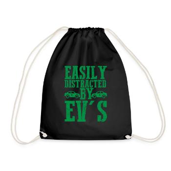 Easily Distracted By EV's EV Driver Electric Car - Drawstring Bag - black - Front