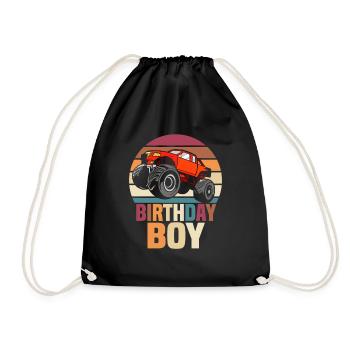 Birthday Kids Monster Truck Birthday Party - Drawstring Bag - black - Front