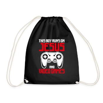 Ce garçon court sur Jésus et les jeux vidéo - Sac de sport léger - noir - Devant