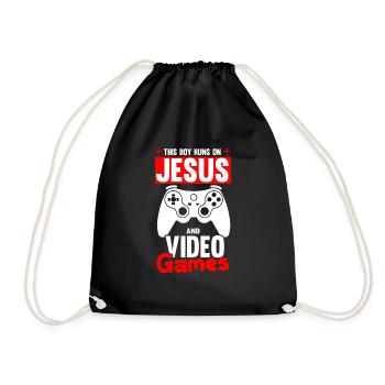 Ce garçon court sur Jésus et les jeux vidéo - Sac de sport léger - noir - Devant