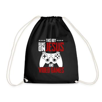 Ce garçon court sur Jésus et les jeux vidéo - Sac de sport léger - noir - Devant