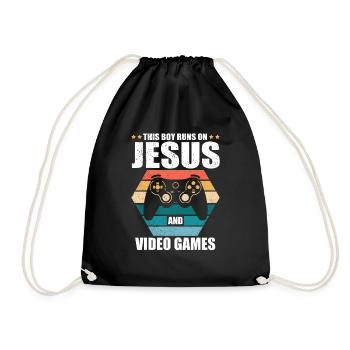 Ce garçon court sur Jésus et les jeux vidéo - Sac de sport léger - noir - Devant