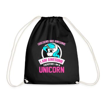 Einhörner sind großartig Ich bin großartig Ich bin Einhorn Spaß - Turnbeutel - Schwarz - Vorne