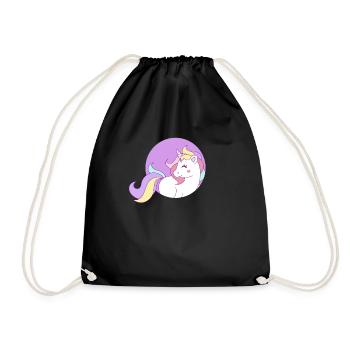Cute Unicorn Rainbow Hair Gorgeous Magical Unicorn - Drawstring Bag - black - Front