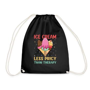 Less Pricy Than Therapy Gelato Dessert Popsicle - Drawstring Bag - black - Front