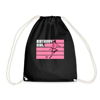 Birthday Girl Soccer Bday Party Theme - Drawstring Bag - black - Front