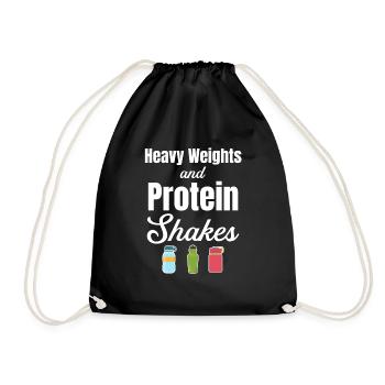 Training Heavy Weights And Protein Shakes - Drawstring Bag - black - Front